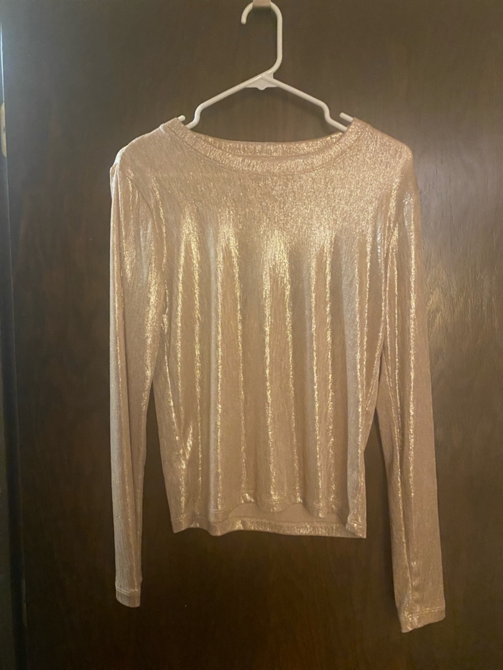 Shimmery Long-Sleeve Women's Top in Gold